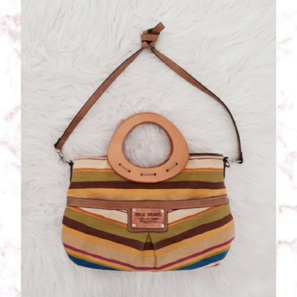 Relic Handbags - - VTG Y2K Relic Canvas Handbag With Wooden handles